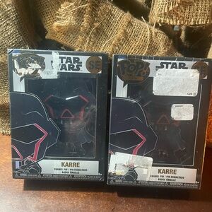2 Funko Star Wars Pop! Vinyl Figure Enamel Pin w/Stand in Black and Red